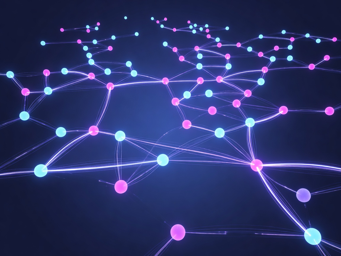 Abstract visualization of wireless network nodes communicating